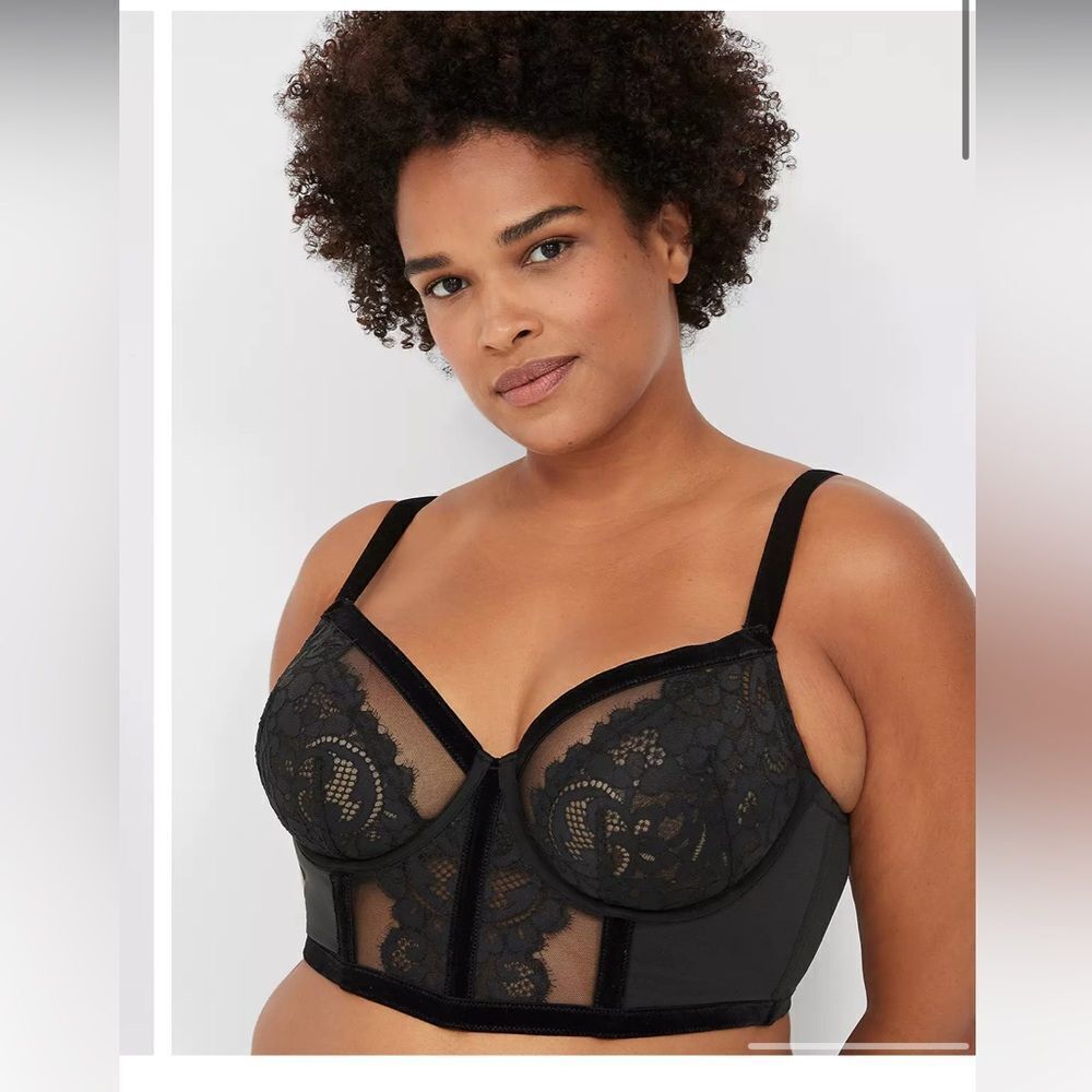 Cacique Velvet-Trim Unlined Balconette Bra 42D